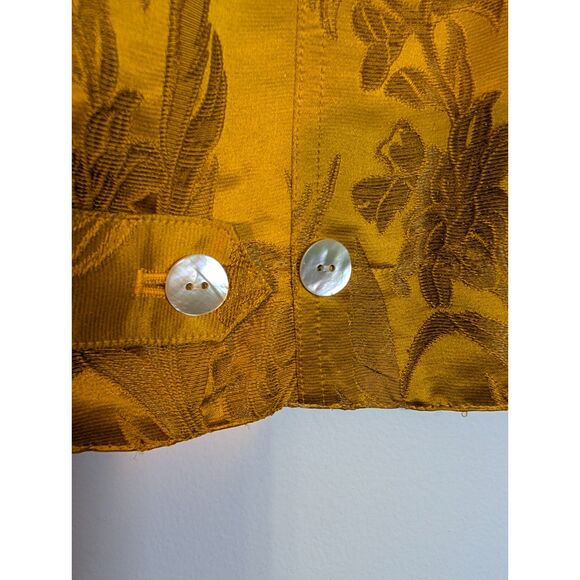 Chico’s 100% Silk Gold Floral Jacket Size 2/4 S FLAWED Repair DIY - Picture 8 of 9